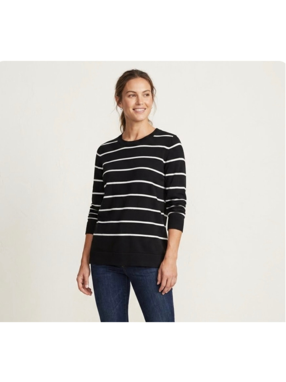 Women's Calvin Klein Striped Crew Neck Sweater Black White Size M 1932